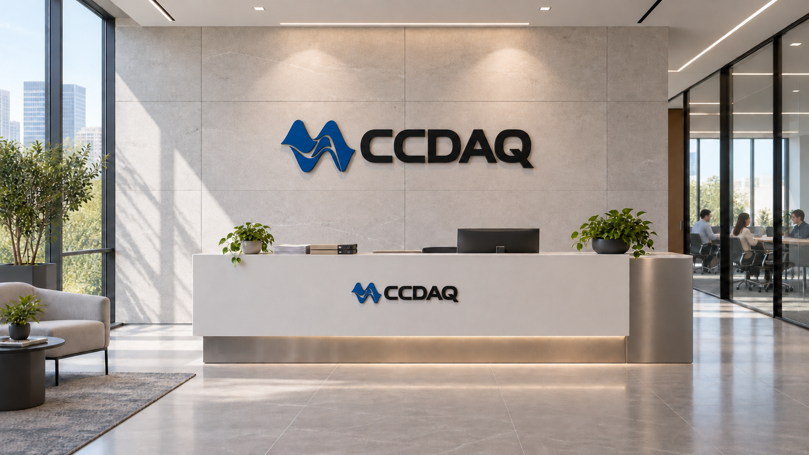 CCDAQ branded reception area