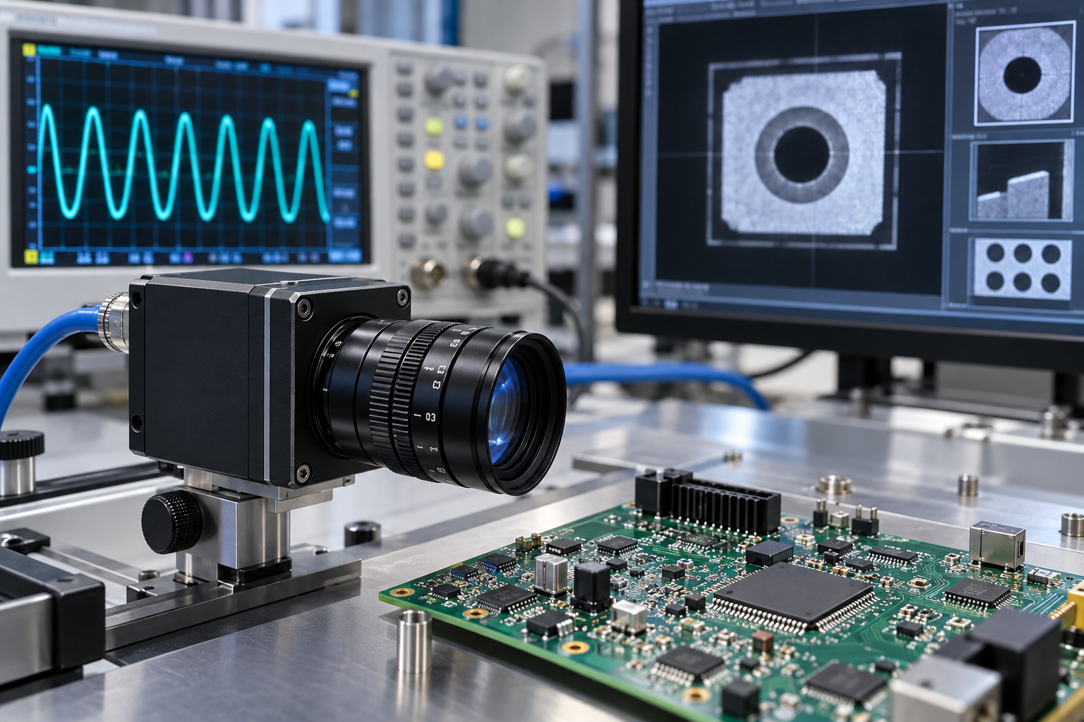 AI-generated signal and machine vision laboratory concept
